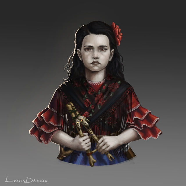 Liana Draws Arabelle from Curse of Strahd waist-up DnD character illustration